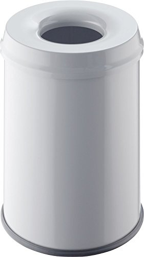 helit H2515482 - Sicherheitspapierkorb „the guardian“ 15 L lichtgrau | Sicherheits-Abfallbehälter mit Löschkopf zur Brandprävention