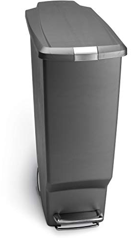 simplehuman CW1363 cestino sottile con pedale, pattumiera da cucina, plastica grigia, 40 L