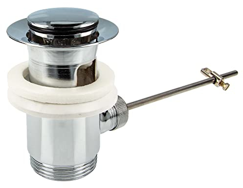 tecuro - Ab- und Überlaufgarnitur, Anschluss 1 1/4 Zoll, für Waschtische mit Überlauf, inkl. Stopfen und Gelenkstück, hochglanzverchromt