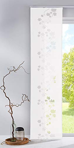 Gardinenbox Moderner Flächenvorhang Schiebegardine aus hochwertigem Ausbrenner-Stoff mit Klettband, Weiß Leaf, 2 Stück 245x60 (HxB), 856100