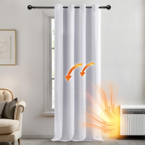 Deconovo Tenda Oscurante Termica per Camera da Letto e Soggiorno 240 CM Altezza 1 Pannello, per Interni Moderne con Anelli, 140x240 CM, Grigio Perla