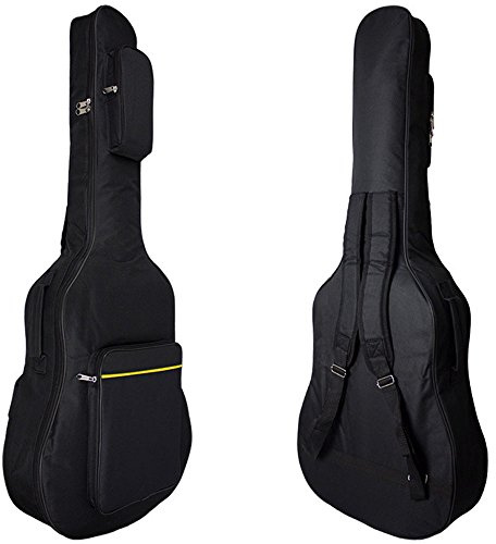 MINGZE Custodie per chitarra,Borsa per chitarra da 41 pollici, zaino per chitarra impermeabile spesso più cotone, una varietà di colori (nero)