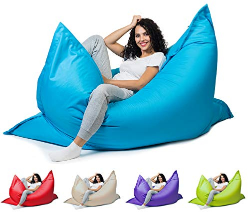 sunnypillow XL Sitzsack, Riesensitzsack Outdoor & Indoor 100 x 150 cm mit 140L Styropor Füllung Sessel für Kinder & Erwachsene Sitzkissen Sofa Beanbag viele Farben und Größen zur Auswahl Blau