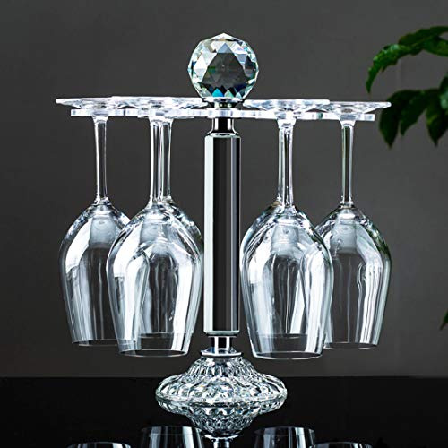 Elegant Desktop Crystal Glass Stemware Rack/Rotate 8 Wine Glass Storage Holder Stand Air Drying Rack Transparent