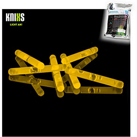 Micro/Mini Knicklichter Bulk Pack - 50 Stück/Tüte - Gelb Leuchtend für Party/Angelsport (Bissanzeiger) / Luftballons/als Dekoration für Ketten, Ohringe oder Haarschmuck
