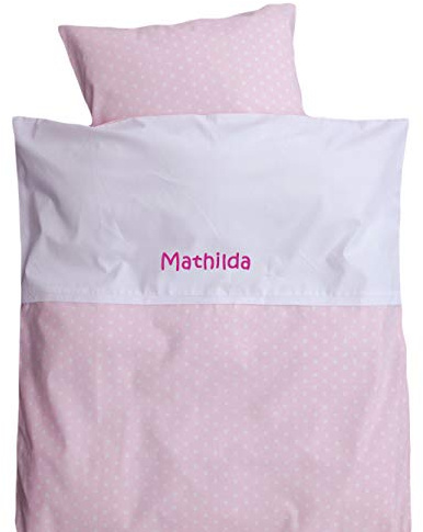BABYBETTWÄSCHE MIT NAMEN, STERNE, 80/80 CM (rosa)