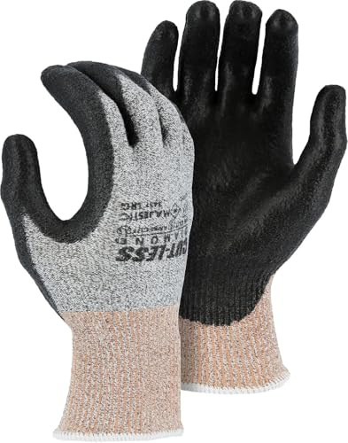 Majestic Cut-Less Dyneema Glove with Polyurethane Palm | 1 Pair - XL | 13 Gauge Liner, Pre-Curved Finger, Lightweight, Breathable, Gray/Black | for Automotive, Industrial, Manufacturing | 3437