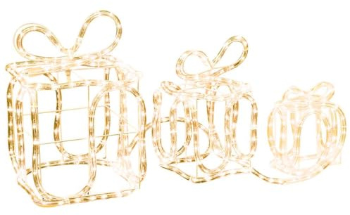 vidaXL Cajas de Regalo, Adornos Navideños con 180 Leds, Luces Decorativas de Malla de Navidad, Adornos Iluminados para Interior Exterior