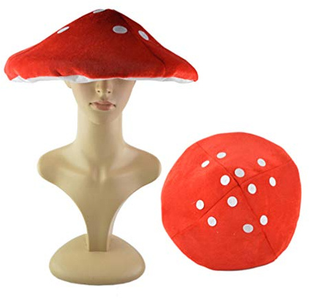 TOYANDONA Rote Pilz Hut Baskenmütze Lustige Neuheit Hut Lolita Kawaii Pflanze Cosplay Kappe (Weiß Und Rot)