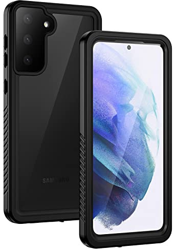 Lanhiem Samsung S21(5G), [IP68 vattentätt och stötsäkert] 360 integrerat skydd dubbelt förstärkt vattentätt dammsäkert fodral kompatibelt med Samsung Galaxy S21-6.2, svart