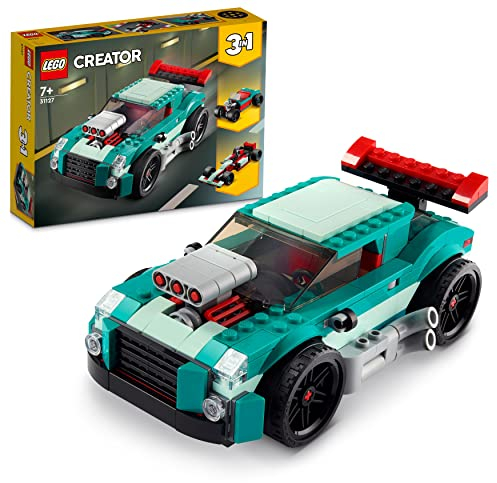 LEGO 31127 Creator 3-in-1 Straßenflitzer: Rennwagen, Muscle Car und Hot Rod, Modellauto Bausatz, Spielzeugauto Geschenkideen für Jungen und Mädchen