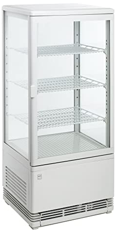 METRO Professional Panorama Tisch-Kühlvitrine GGC2078, 78 L, 3 verstellbare Einlegeböden, LED-Innenbeleuchtung, Weiß