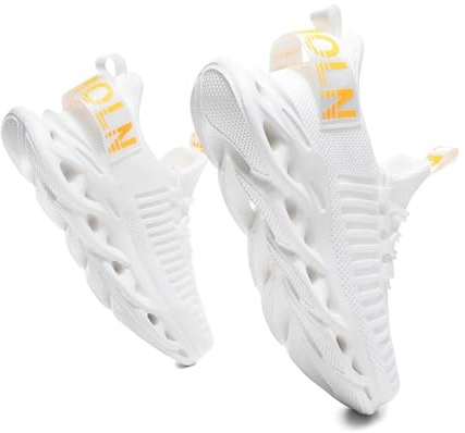 GSLMOLN Spring Summer Running Shoes Fashion Mesh Ultra Lightweight Sport Gym Sneaker Mens Slip-On Casual Shoes for Walking White Size 11
