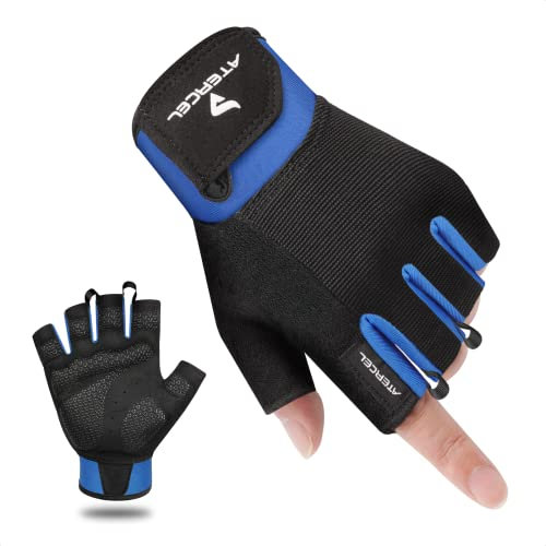 ATERCEL Fitness Handschuhe, Trainingshandschuhe für Crossfit, Bodybuilding, Radsport, Gym, Krafttraining, Sporthandschuhe für Damen und Herren(Blau, L)