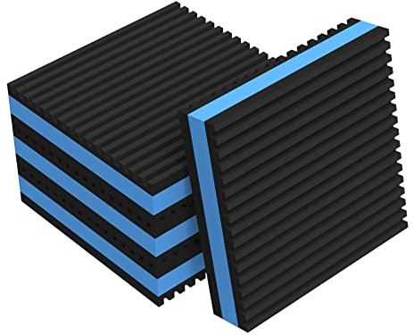 Wintcomfort Anti-Vibrations-Pad mit geripptem Gummi, 10,2 x 10,2 x 2,2 cm, blaue EVA-Isolationspads für schwere Ausrüstung, HVAC, Kompressoren, Klimaanlageneinheiten, Waschmaschine und Trockner