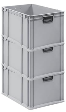 PROREGAL SuperSparSet 3x Eurobox NextGen Portable Duo | HxBxT 32x40x60cm | 65 Liter | Eurobehälter, Transportbox, Transportbehälter, Stapelbehälter