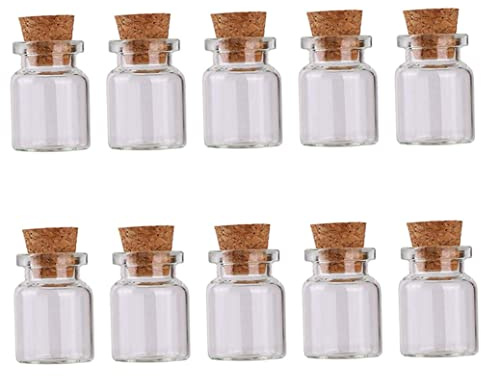 Snner Bouteille en verre de 10pcs 2 ml mini pots avec bouteille de verre en verre en liège pour la fête de décoration de mariage de bricolage