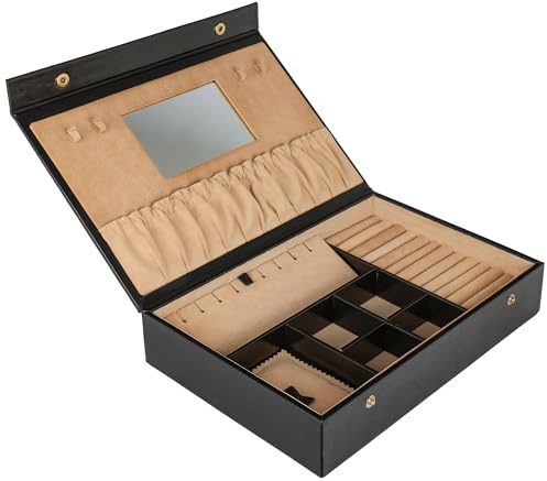 Time Resistance Leder-Schmuckkästchen Vollnarbenleder Schmuck Organizer Aufbewahrung von Accessoires