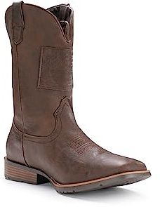 IUV Cowboy Boots For Men Western Boot Traditional American Flag Retro Square Toe Country Work Boots