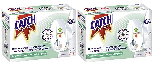 CATCH CONTROL Lot de 2 Diffuseurs Electriques Réglables Répulsif 45 nuits