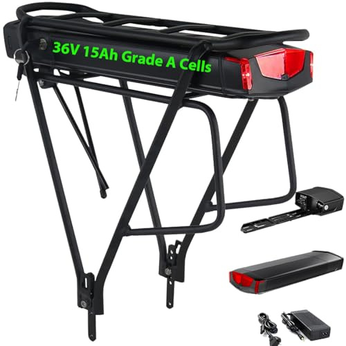 36V Batería de Bicicleta eléctrica con portaequipajes Batería de Iones de Litio Adecuada para Kits de conversión de Bicicletas eléctricas de 500w 250w
