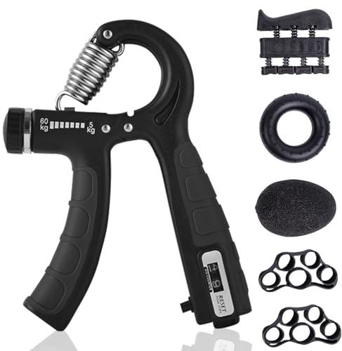 2er Set Handtrainer Fingertrainer, Griffkraft Trainer Trainingsset, Verstellbarer Griff 5-60 kg,Hand Unterarm Finger Trainingsgerät, Handgelenk Sportler Wiederherstellung