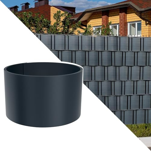FIVMEN Sichtschutzstreifen Hart PVC Zaun Sichtschutz 2,5m x 19cm Zaunfolie, Blickdicht Anti-UV Sichtschutzfolie, für Doppelstabmattenzaun Stabmattenzaun Gartenzaun Sichtschutz (Anthrazit)