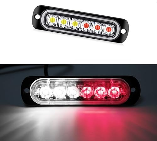 HULUBO Luci stroboscopiche di emergenza LED,6 Pz 6LED Strobe Avviso di emergenza Luce lampeggiante di avvertimento Costruzione Hazard Light Bar per Car Truck Off Road Veicoli (Bianco/Rosso)