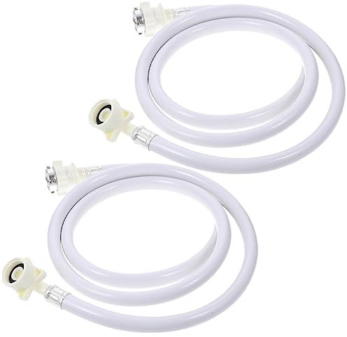 KOMBIUDA 2pcs Washing Machine Water Pipe Extension Hoses PVC Stainless Steel Leakproof Easy to Install