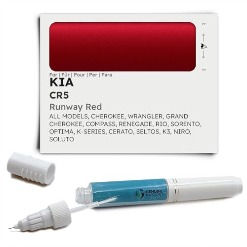 Genuine Colors Lackstift Runway RED CR5 für KIA Rot Cherokee Wrangler Grand Compass Renegade Rio Sorento Optima K-Series CERATO SELTOS K3 NIRO SOLUTO