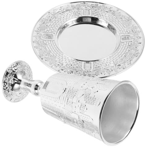 Cabilock Copa De Shabat Judaica Copa De Vino para Kidush con Platillo Juego De Kidush para Shabat De Vino Retro para Fiesta