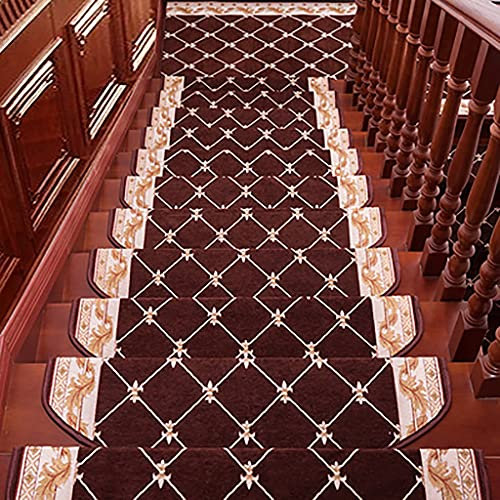 Stufenmatten für den Innenbereich, florales Bullnose Set, 14 Stück, königliches traditionelles Jacquard, selbstklebend, rutschfest, für Marmor- und Holztreppendekoration, bunt und langlebig, 24 x 75