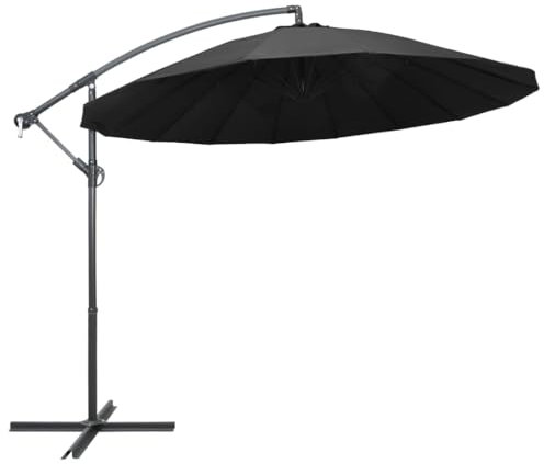 AJJHUUKI Hängender Gartenschirm Anthrazit 3m Aluminiumstange