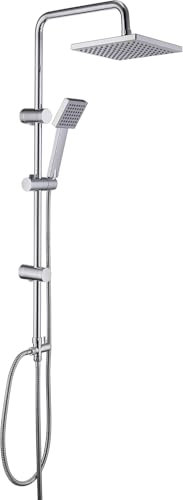 Hevenaov Columna de Ducha sin Grifo Cromo Ducha Para Baños Set de Hidromasaje, Acero Inoxidable Ducha Para Baños Set con Rociador Ducha 25x25cm