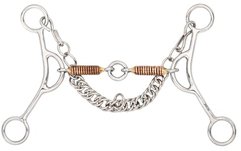 BAR H EQUINE Western Gag Bit with Copper Wire Wrapped Mouthpiece & Life Saver Link