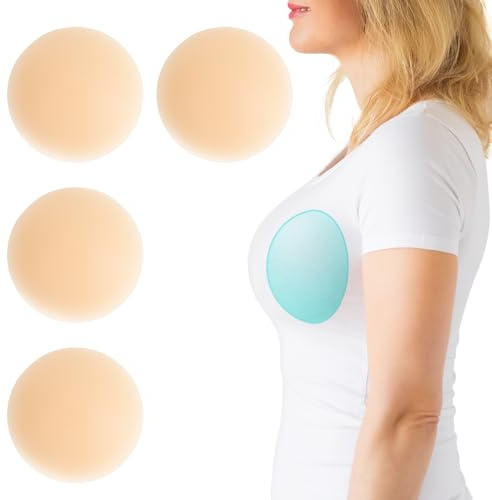 Bettinay 2 Pairs Silicone Nipple Covers, Invisible Niples Stickers, Reusable Sweatproof Seamless Breasties Cover for Woman Wedding Daily White