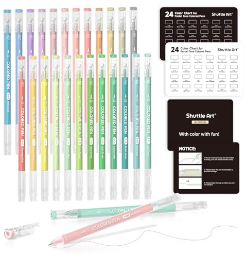 Shuttle Art 24 Pastellfarben Gelstifte Set, 24 Pastellfarben Gelschreiber mit 0,6mm Spitze, bunte Gel Acrylstifte für Kinder, Gel Stifte Set mit Farbkarten, Gel Pen Set fürs Schreiben, Malen, Schule