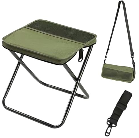 Campinghocker Faltbarer Rucksack Form Tragbarer Klapphocker Mini Klappstuhl Klein Falthocker Gartenhocker, Pocket Handbag Stool Ultraleicht & Stabil bis 120 kg für Angeln Picknick (Grün, Hoch 31CM)