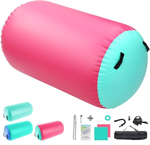 KIKILIVE Aufblasbare Air Barrel Roller mit 600W Elektrische Luftpumpe | Übungsmatte Yoga Roller Tumbling Matte für Gymnastik, Fitness, Balance-Training | Inklusive Tragetasche