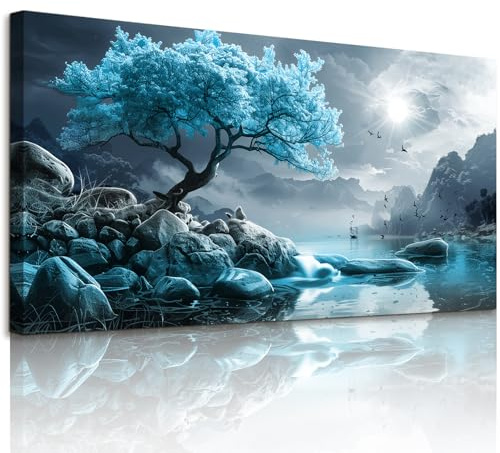 JHHUAMO Baum des Lebens Moderne Leinwand Bilder Wohnzimmer 50x100 cm | Lebensbaum Bild, Hochwertige Verarbeitung, Hochauflösender Druck, Einfaches Aufhängen, Vielseitig Einsetzbar