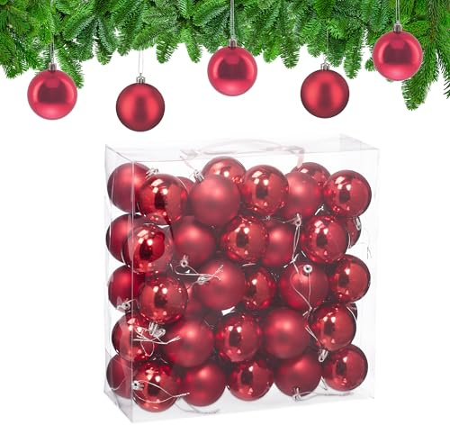 Relaxdays Weihnachtskugeln 50er Set, Weihnachtsdeko, matt & glänzend, Christbaumkugel ∅ 6 cm