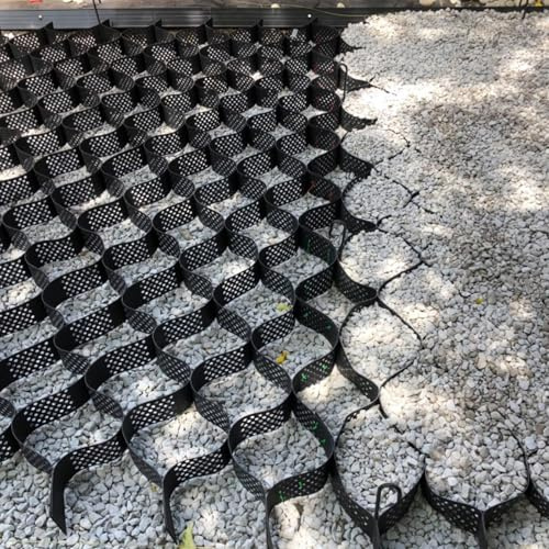 Griglia a terra 5-10 cm di larghezza, in plastica, stabilizzatore per ghiaia per vialetti e pendii, controllo dell'erosione, bidirezionale, universale (profondità 5 cm, 3 x 9,5 m)