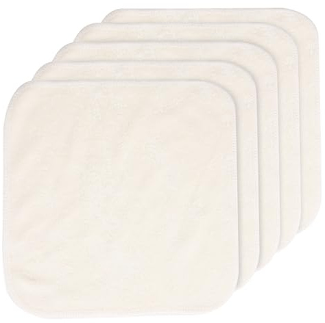 FIXOSHEE 5 pièces Lingettes Visage Réutilisables Fibre de Bambou Serviettes Exfoliantes Douces et Écologiques Nettoyantes et Lavables Beige