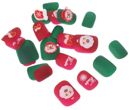 BESTYASH Set de Faux Ongles Pressés de Noël Courts Amande Kit Complet de Décorations pour Manucure DIY Accessoires Faciles à Poser et Retirer pour Fêtes Hiver