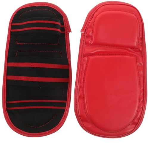 BUGUUYO 1 Paio di Protezioni per i Piedi da Kickboxing Rosse Parastinchi Regolabili Traspiranti per Sparring Mma Taekwondo e Arti Marziali Attrezzatura per Allenamento Sicura e