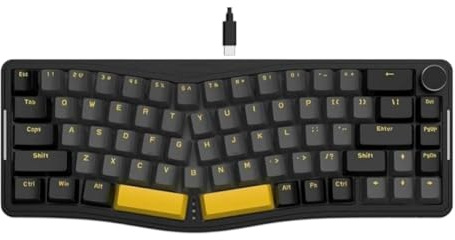 BEIBEINOYA AKS068 Alice Layout Wired Mechanical Keyboard Gasket Mount 68 Ergonomic 60% Gaming Keyboard USB-C Compatible With Computer Parts Keyboard Models(Black)