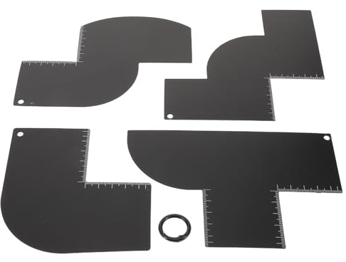 Healifty Set 4 Pezzi Modelli per Barba e Attaccatura Chioma Righello Misuratore Strumento Guida Riutilizzabile per Styling Barba e Design Taglio Chioma Professionale da Barbiere