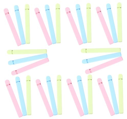 SMASOLO Lot de 30 Pinces de Fermeture Hermétiques pour Sachets Alimentaires Clips en Plastique Robuste Grandes Tailles Colorées Réutilisables pour Snacks Chips et Conservation la