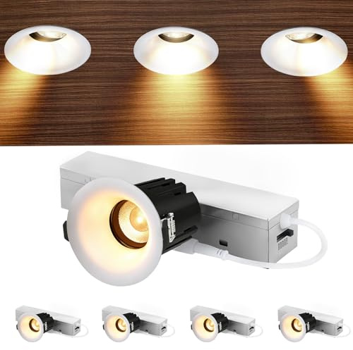Sublimation 2-Inch Gimbal Recessed Light, 360° Rotatable & 60° Tiltable Lens, 5 CCT Flicker-Free Dimmable, Waterproof Glare-Free LED Can Light for Shower Kitchen Bedroom Office, White, ETL (4 Pack)