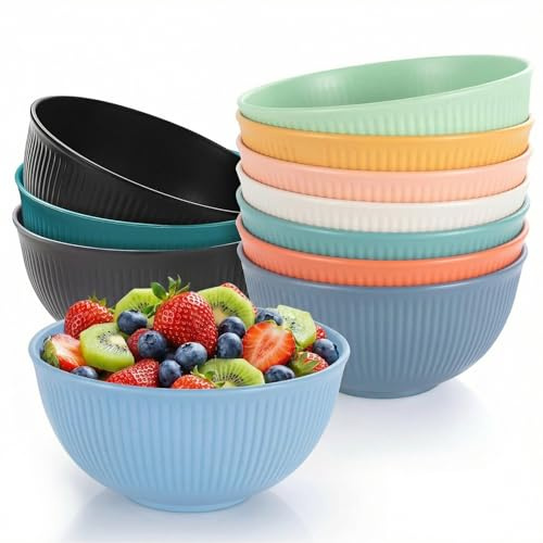 Müslischalen - 11 Set Unzerbrechlich Kunststoff Schale, 680ML Suppenschüssel Groß Leichte Kunststoffschalen Schalen Unzerbrechliche Salatschüsseln Wiederverwendbar Schalen für Suppe Müsli Ramen Salat